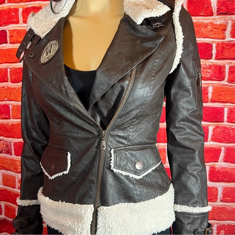 Affliction Women’s Black premium leather jacket - Picture 1 of 11